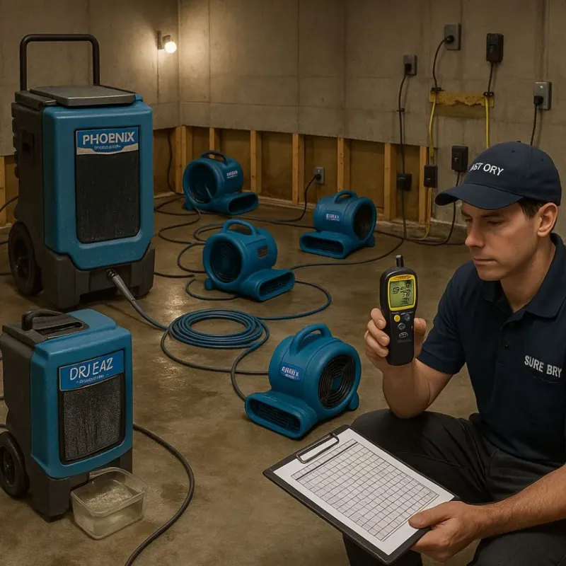 Structural Drying and Dehumidification process in Angels Camp, CA